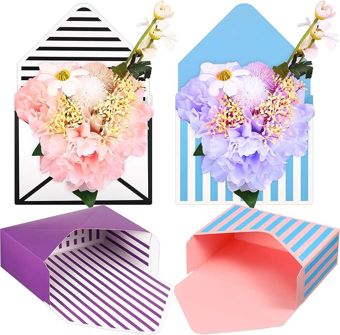 4 Pieces Florist Bouquet Packaging Box Flower Wrapping Supplies Envelop Paper Packaging Boxes for... | Amazon (US)