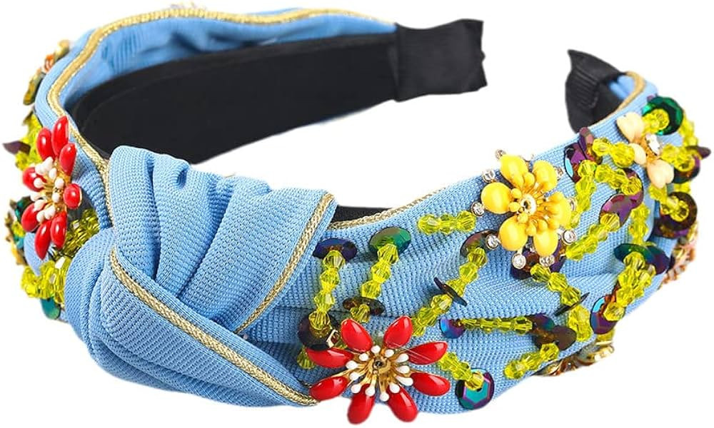 Youllyuu Colorful Crystal Hairbands Rhinestone Knotted Headband Party Wedding Hair Hoop For Women... | Amazon (US)