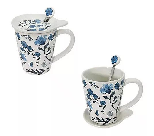 Make Your Selection: Temp-tations Set of (2) 16-oz Lidded Mugs with Spoons | QVC
