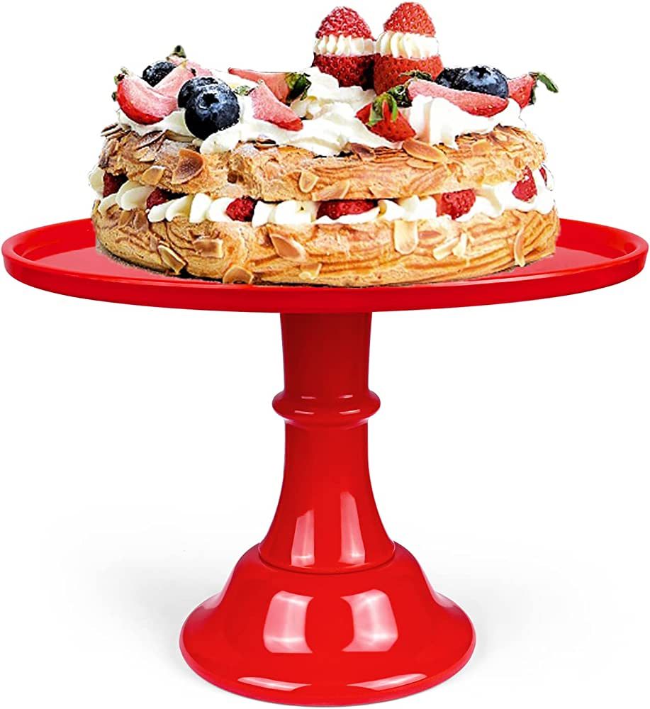 KLASKWARE Round Cake Stand 11" Melamine Cake Display Stand Dessert Cupcake Display Tray for Graduati | Amazon (US)