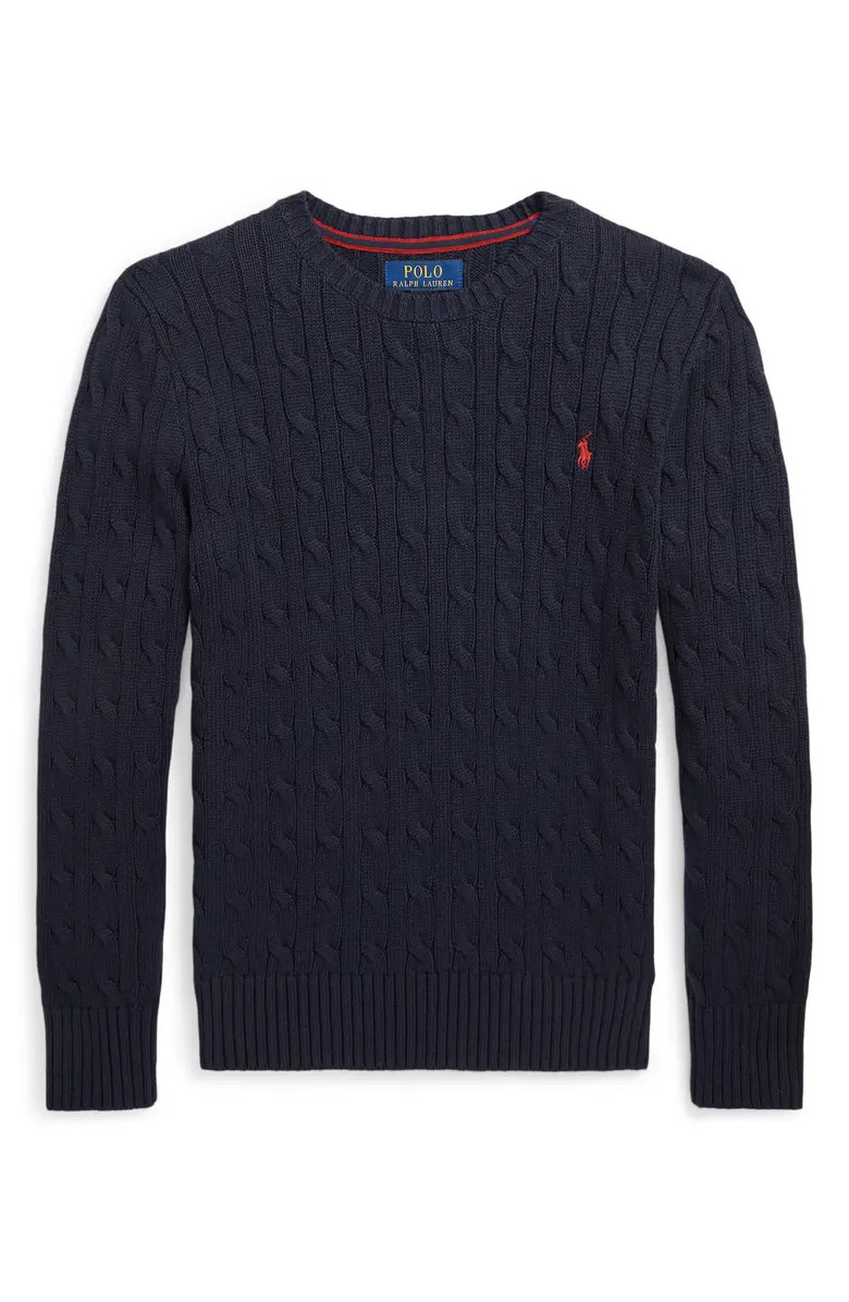 Kids' Cable Knit Combed Cotton Sweater | Nordstrom