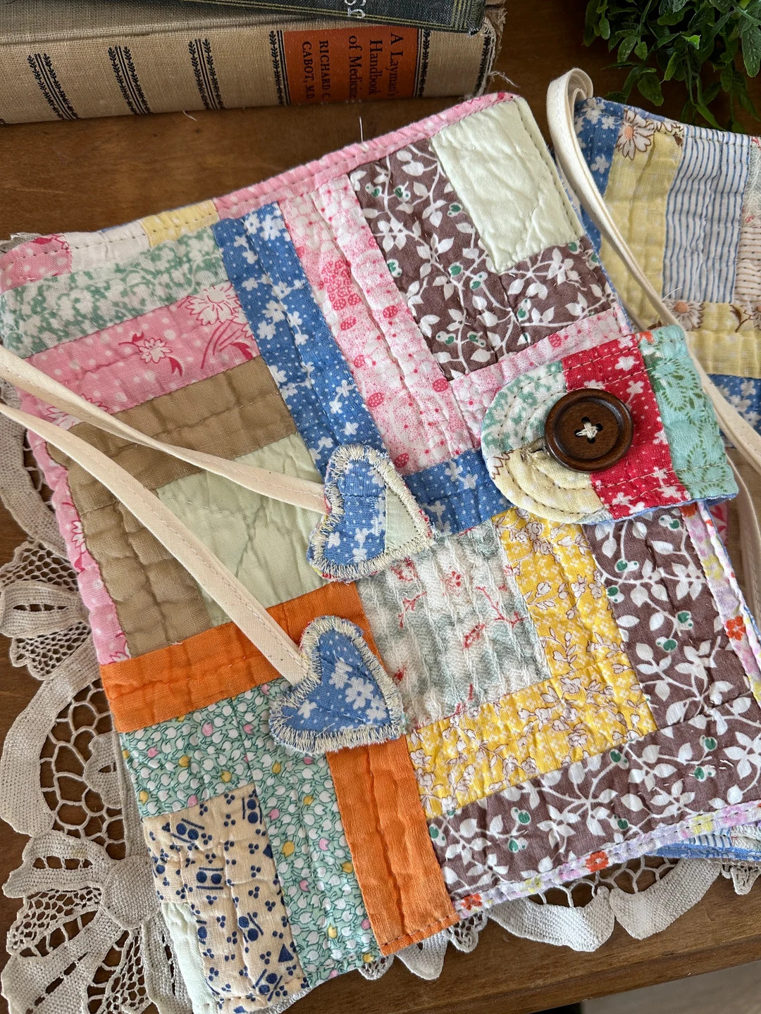 Bible or Journal Cover Vintage Feedsack Log Cabin Quilt - Etsy | Etsy (US)