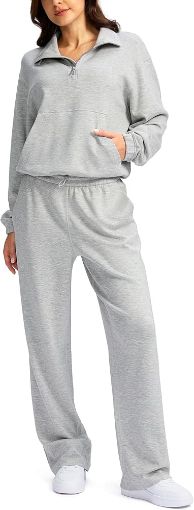 SANTINY Sweatsuits Women 2 Piece Outfit Oversized Sweatshirt Wide Leg Sweatpants Matching Set Tra... | Amazon (US)