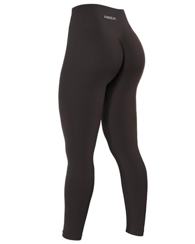 AUROLA Power Workout Leggings for Women Tummy Control Squat Proof Ribbed Thick Seamless Scrunch Active Pants,Chocolate Torte,XL | Amazon (US)