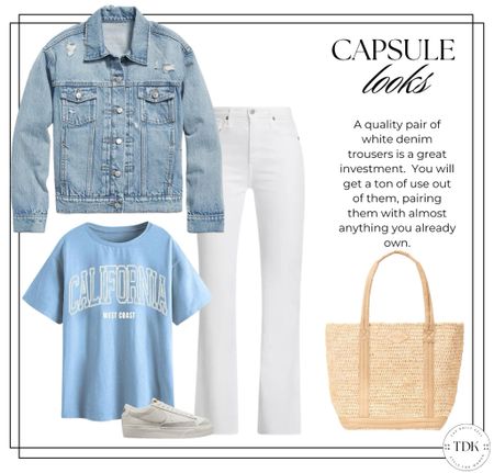 Casual yet chic? This is the perfect outfit!

Rock a stylish and effortless look with white denim paired with a classic denim jacket and a bold graphic tee. 

#LTKOver40 #LTKStyleTip