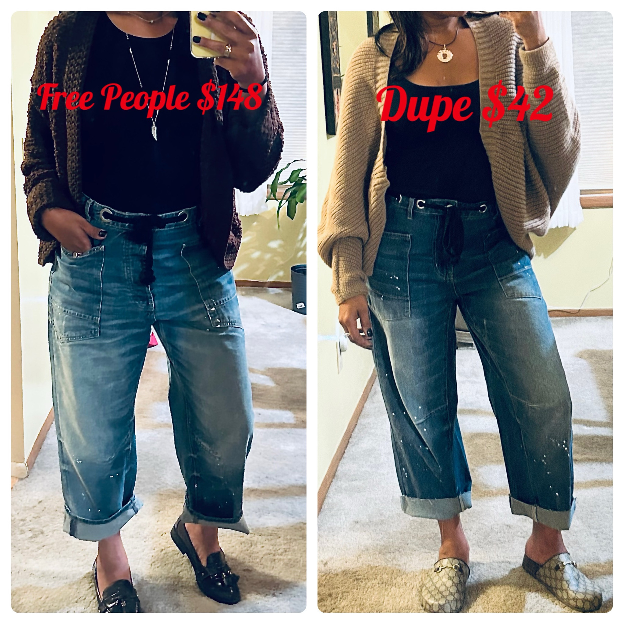 Free People Moxie Jeans vs Dupe!!! Feel the same, look the same, wash the same.  You won’t be disappointed.  I love these jeans because they aren’t tight and the rope as a belt helps add a little fun to them.  

#LTKStyleTip #LTKOver40 #LTKFindsUnder50