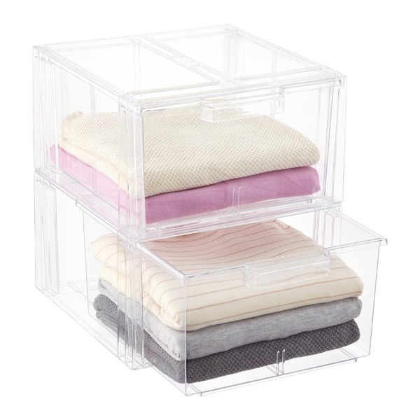 Clear Stackable Sweater Drawer Case of 2 | The Container Store