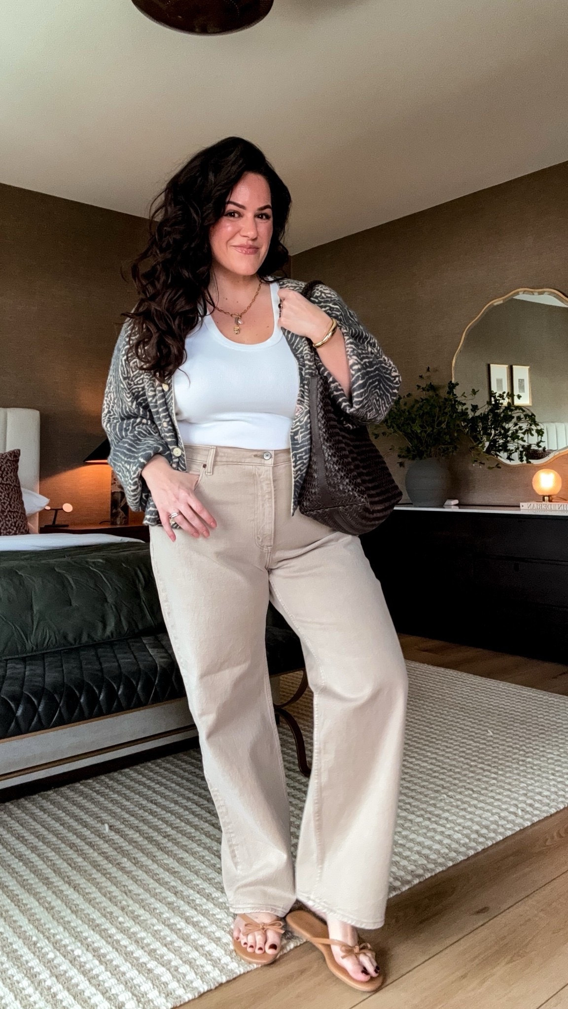 Midsize 30 days of everyday outfits -day 1! Styling outfits from my closet •Jeans are Abercrombie size 33 wanted to try to style this color I never wear. •tank is a large •Cardigan sweater linked similar it’s old •bow sandals tts •my fave leather tote bag Makeup: •color science shade medium •rare beauty bronzer color happy sol •brow pencil Gxve beauty dark brown •rhode blush sleepy girl •lip Victoria Beckham aperitivo •scent glossier you deux

#LTKSeasonal #LTKMidsize #LTKStyleTip