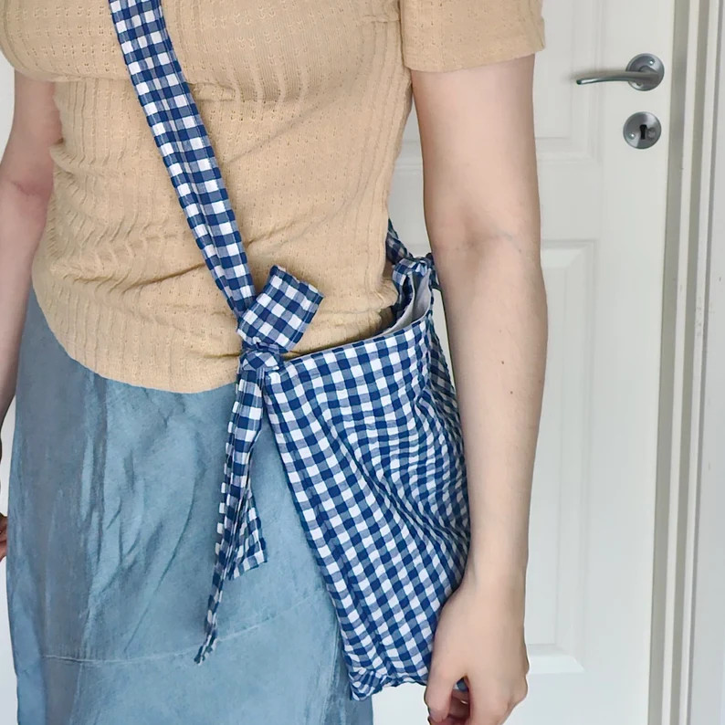 Shoulder bag with bow strap, cotton crossbody bag, crossbody bag with bow strap, shoulder bag wit... | Etsy (US)