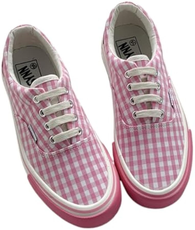Women's Fashion Plaid Canvas Sneakers | Low Top Comfortable Casual Shoes | Breathable Rubber Sole... | Amazon (US)