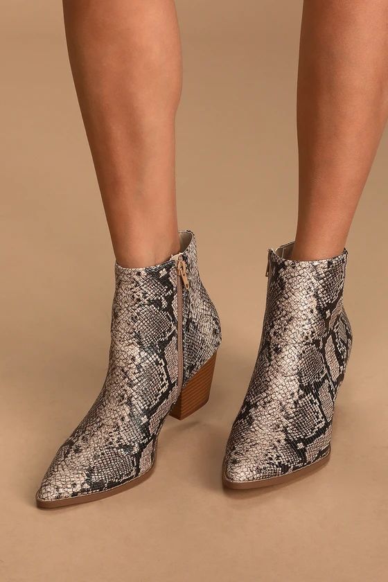 Spirit Natural Snake Print Pointed Toe Ankle Booties | Lulus (US)
