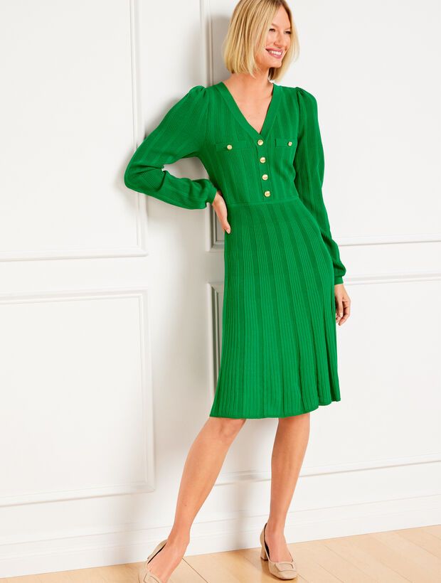 Ribbed Fit & Flare Sweater Dress | Talbots