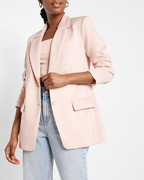 Nylon Notch Lapel Boyfriend Blazer | Express