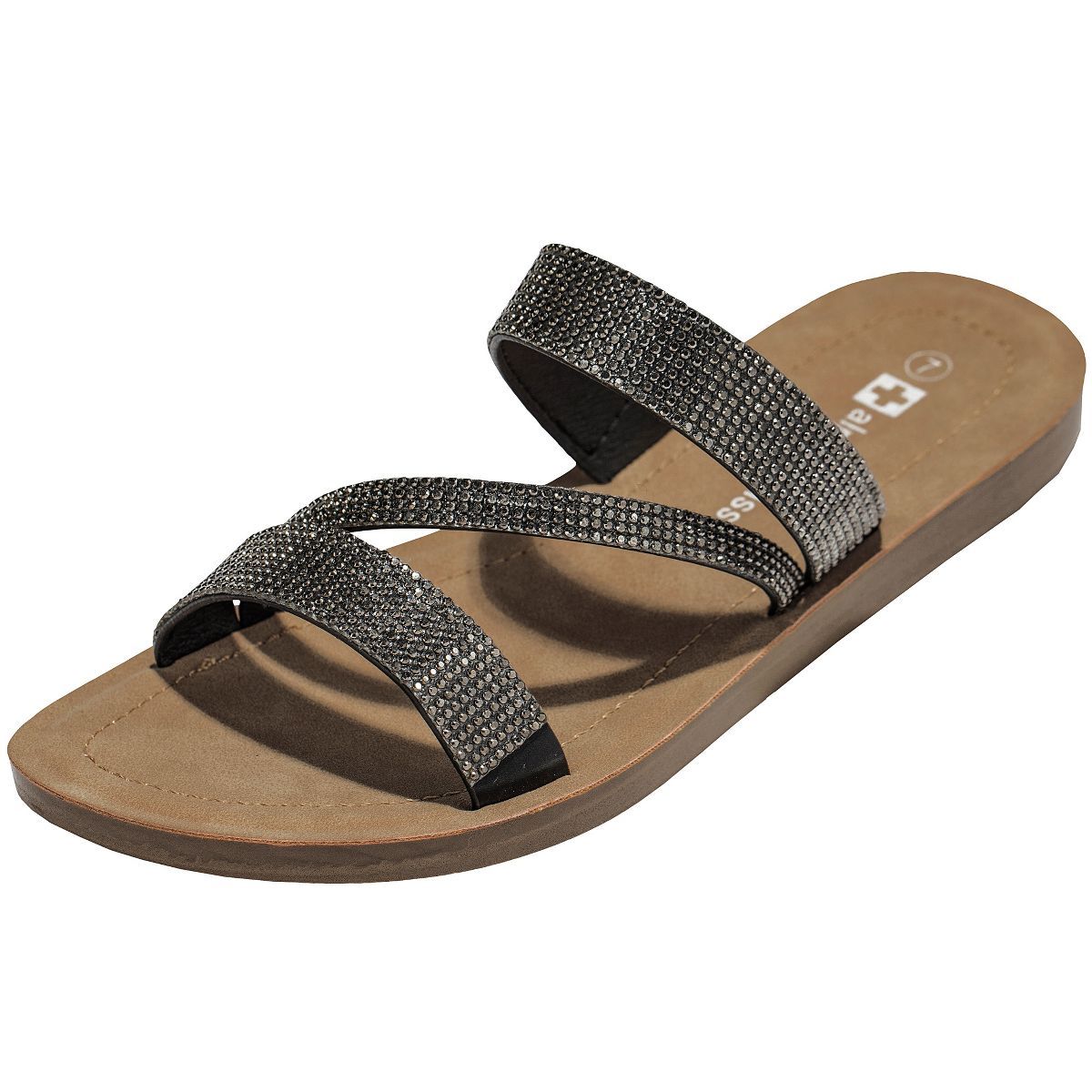 Alpine Swiss Womens Rhinestone Slide Sandals Dressy Summer Strappy Flat Shoes | Target