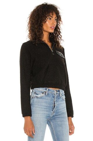 David Lerner Andi Half Zip Faux Fur Pullover in Black from Revolve.com | Revolve Clothing (Global)