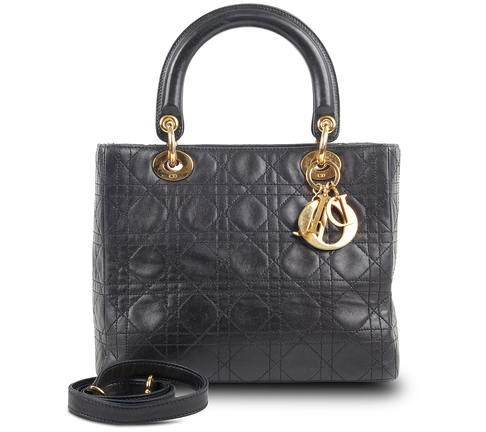 Pre-Owned Dior Lady Dior GHW Medium Cannage Black | QVC