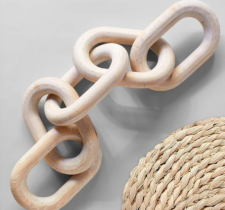 Warm Toast Designs - Wood Chain Link Decor with Bonus Wooden Beads Garland - A Wood Chain - Decorati | Amazon (US)