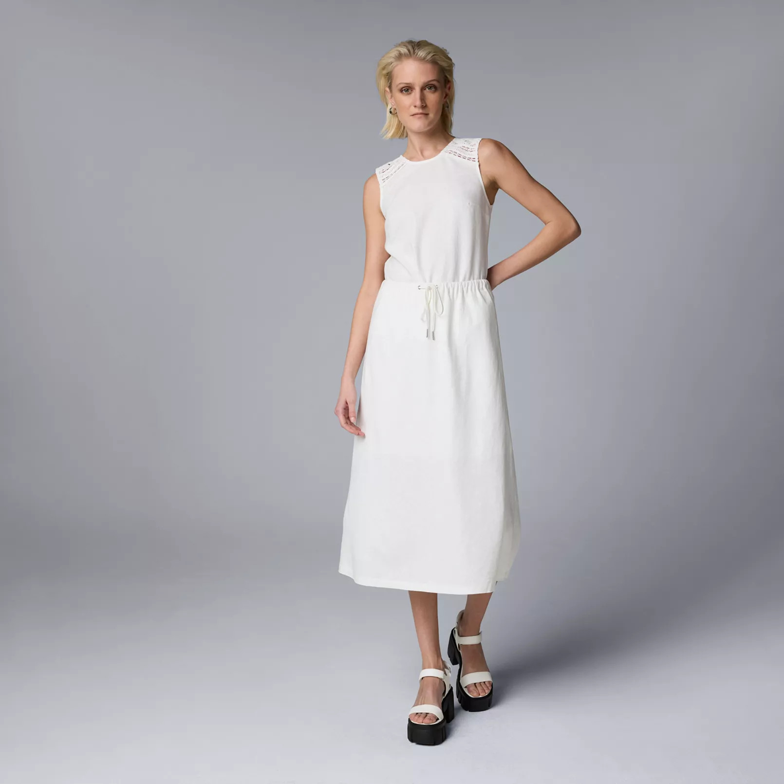 Women's Simply Vera Vera Wang Linen Blend Bias Cut Drawstring Maxi Skirt | Kohl's