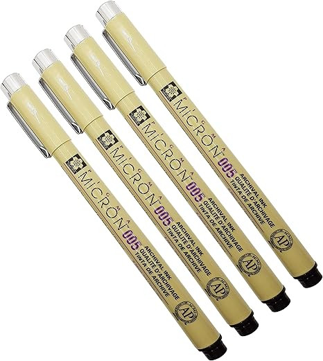 Sakura Pigma Micron 005 Black Pen 0.2mm Line Width Pack of 4 (005) | Amazon (US)