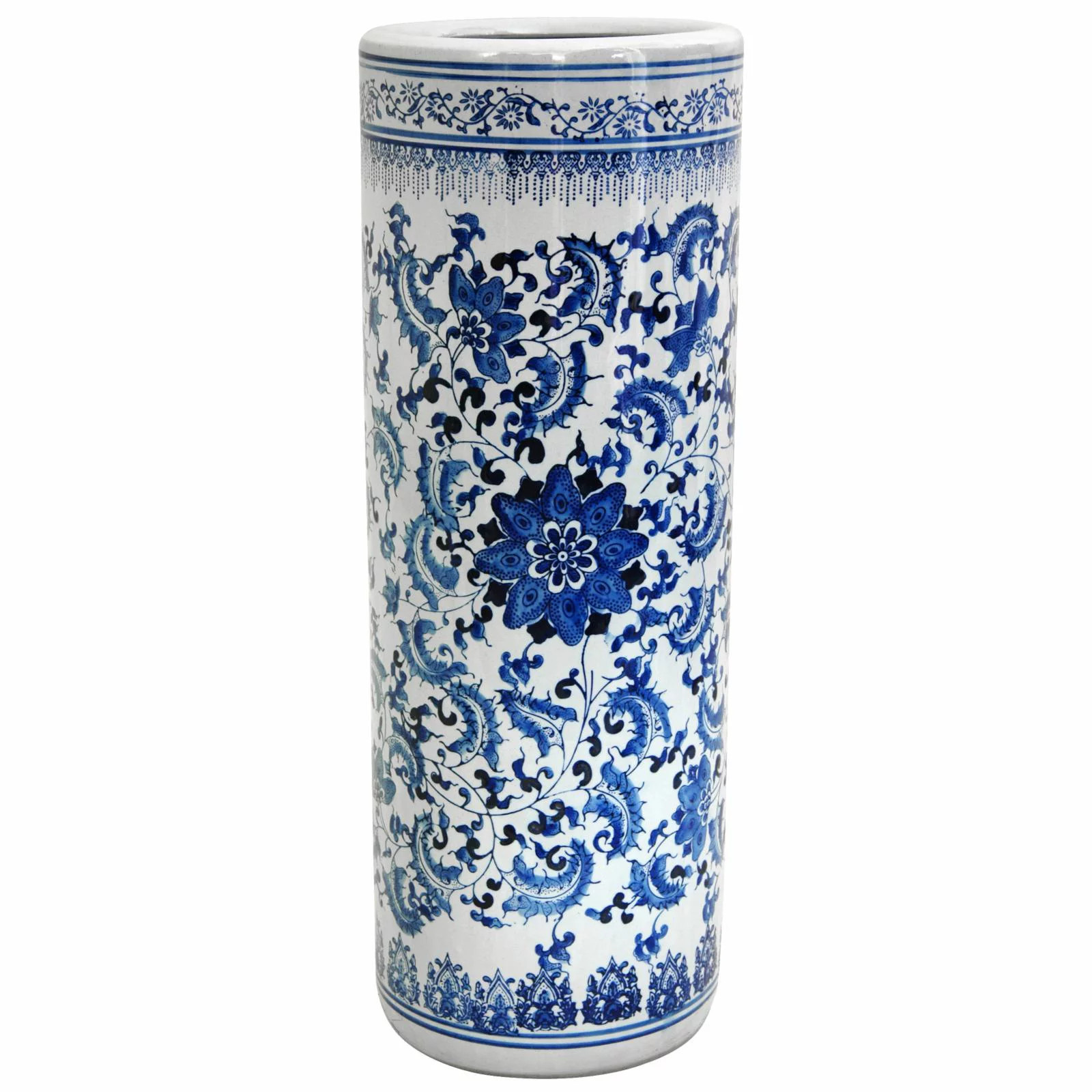Oriental Furniture 24 in. Blue & White Umbrella Stand | Walmart (US)