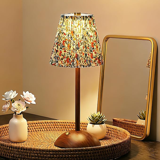 Small Vintage Cordless Table Lamp, Rechargeable Battery Operated Lamp with 3 Color Temperatures S... | Amazon (US)