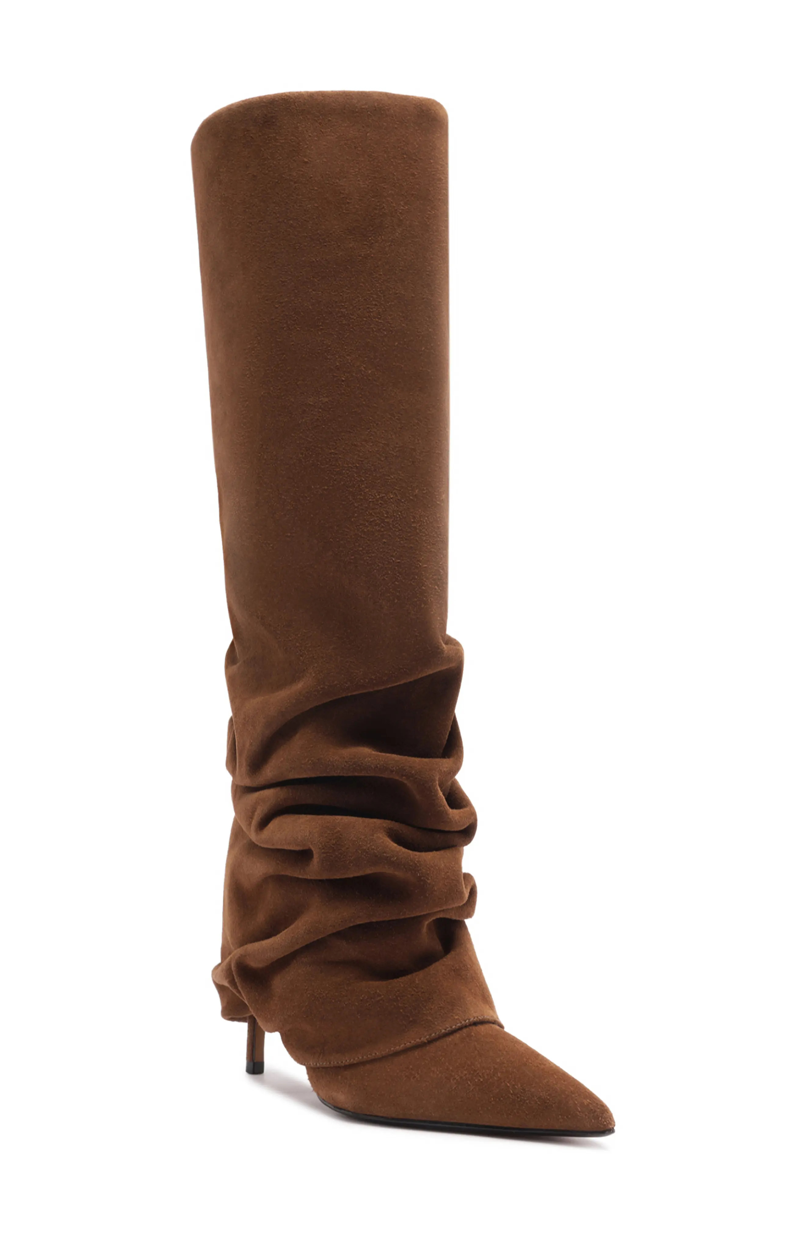 Schutz Mikki Up Cloak Pointed Toe Knee High Boot in Pecan Brown at Nordstrom, Size 5.5 | Nordstrom