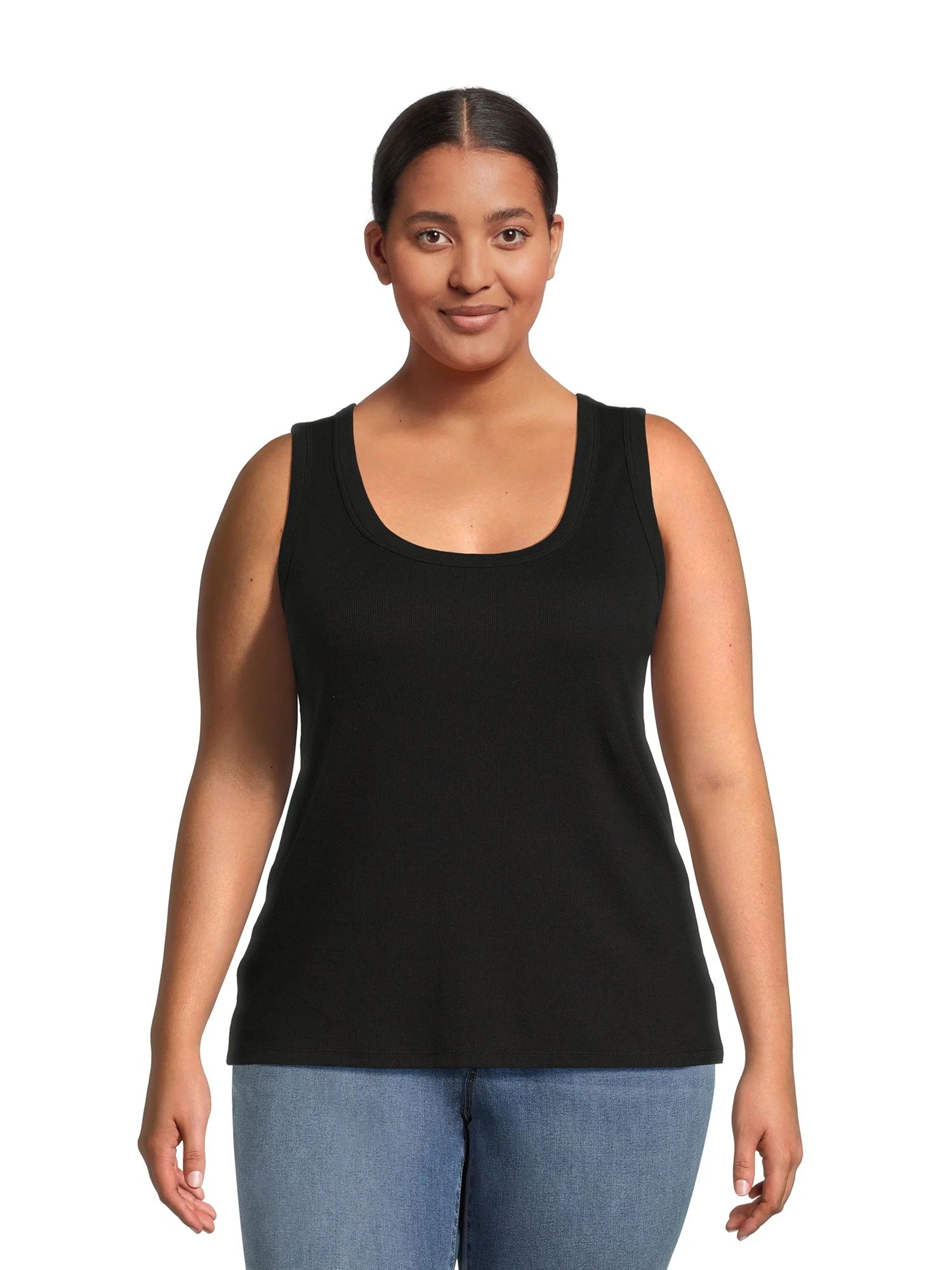 Terra & Sky Women's Plus Size Scoop Neck Ribbed Tank Top | Walmart (US)