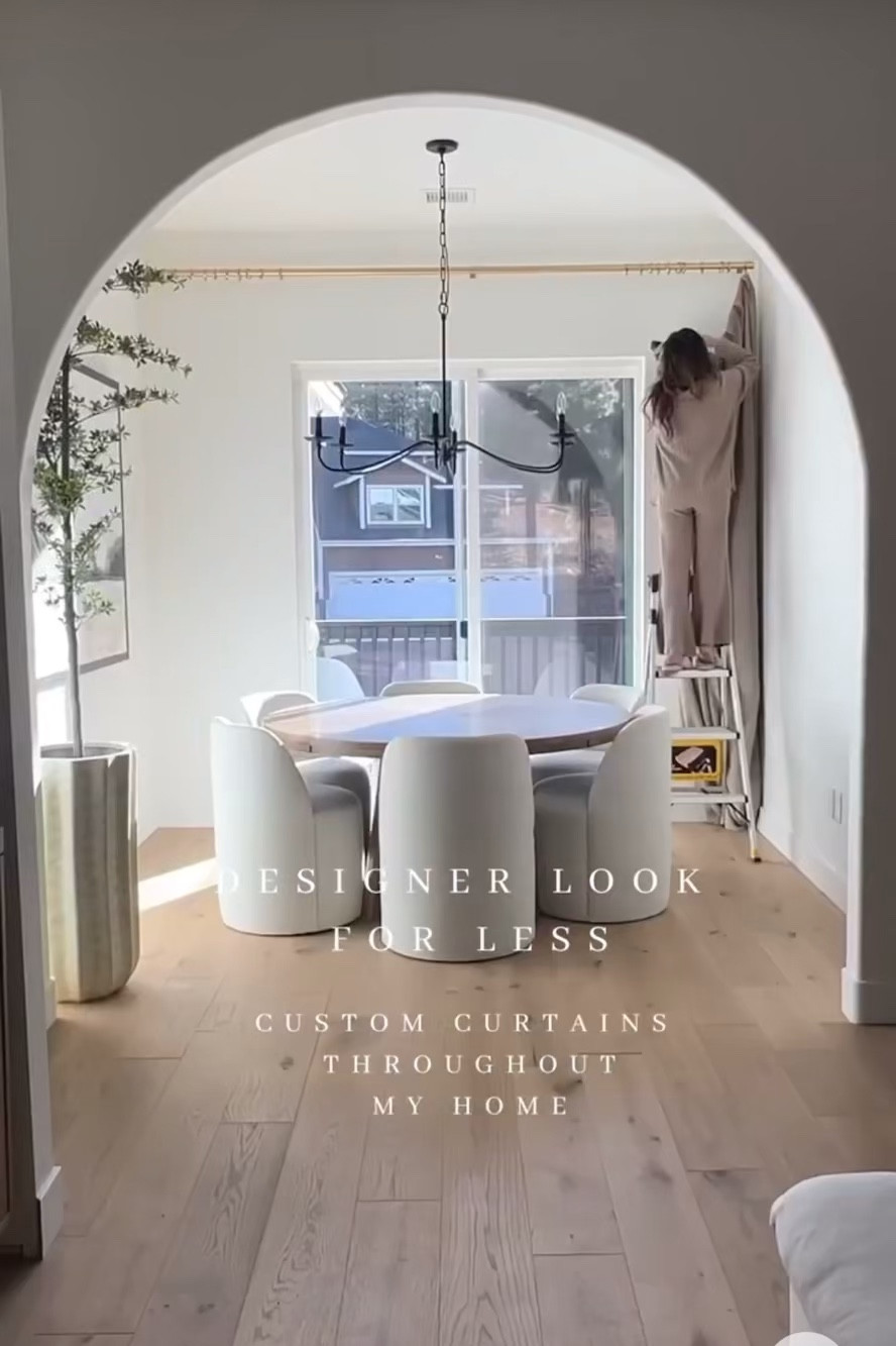 Designer look for less! You can tell I love these  curtains so much that I have them in both homes 😍 They truly  elevate the look of any space IMO. 

Here's the details:
-  Color: Burlywood Birch
-  Product: Liz Polyester Linen drape
-  Header style: Pinch Pleat
-  Single panel 109"x46"
-  Memory shaped training
-  Liner: Room darkening

#LTKHome