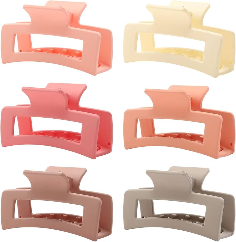 6 Pack Square Claw Clips, Hair Claw Clips for Women Girls, 3.5" Medium Non-slip Hair Clips, Recta... | Amazon (US)