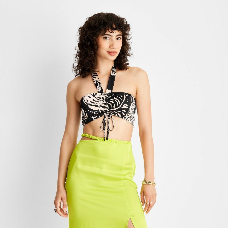 Women's Halter Neck Tie-Front Crop Tank - Future Collective™ with Alani Noelle | Target