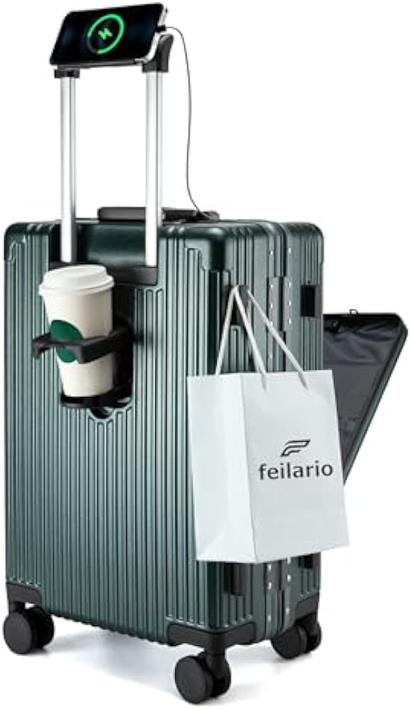 feilario 20in Aluminium Frame Spinner Wheel Luggage Suitcase | Amazon (US)