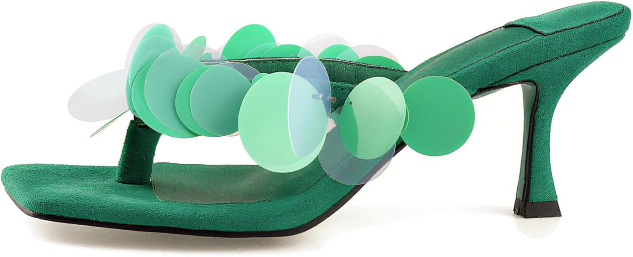 Goolita Damen-Flip-Flops aus Wildleder, Pailletten, K\u00e4tzchen-Abs\u00e4tze, offene quadratisc... | Amazon (DE)