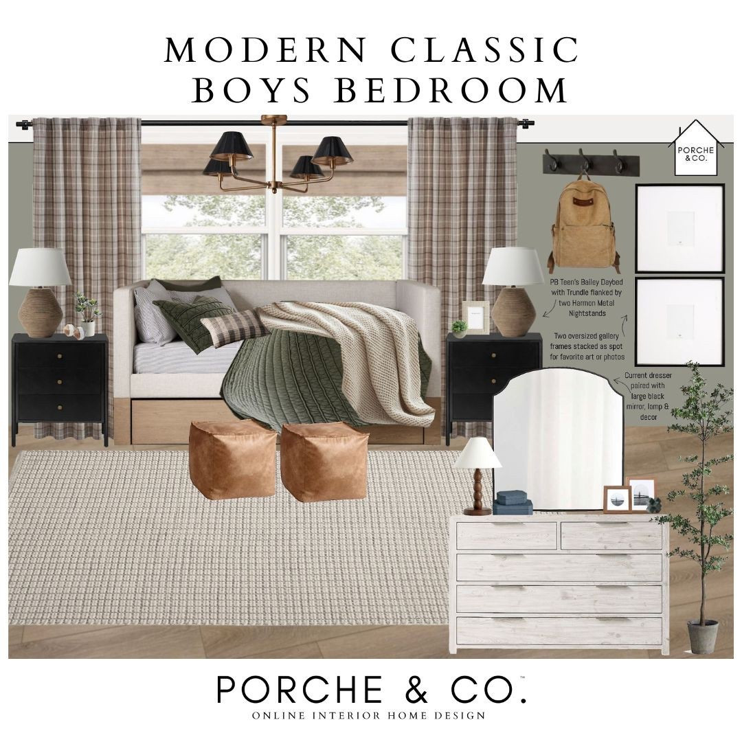 A boys’ room that grows with them 🌿 This modern classic transitional space blends calming green tones with warm, natural textures for a look that feels both fresh and timeless. Designed to be stylish and practical—just the way we like it. Shop the layered look below! #LTKhome #BoysRoomStyle #TransitionalDesign #porcheandco

#LTKHome #LTKStyleTip