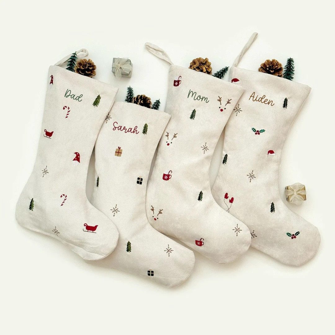 Personalized Embroidered Christmas Stocking: Chenille Family Decor, Holiday Decoration - Etsy | Etsy (US)