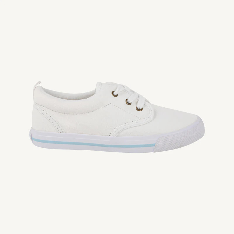 Prep Step Sneakers - Worth Avenue White with Buckhead Blue Stripe | The Beaufort Bonnet Company