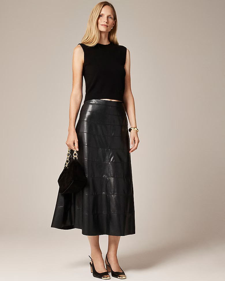 Seamed circle skirt in faux leather | J. Crew US