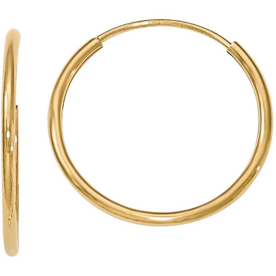 Primal Gold 10 Karat Yellow Gold Endless Tube Hoop Earrings - Walmart.com | Walmart (US)