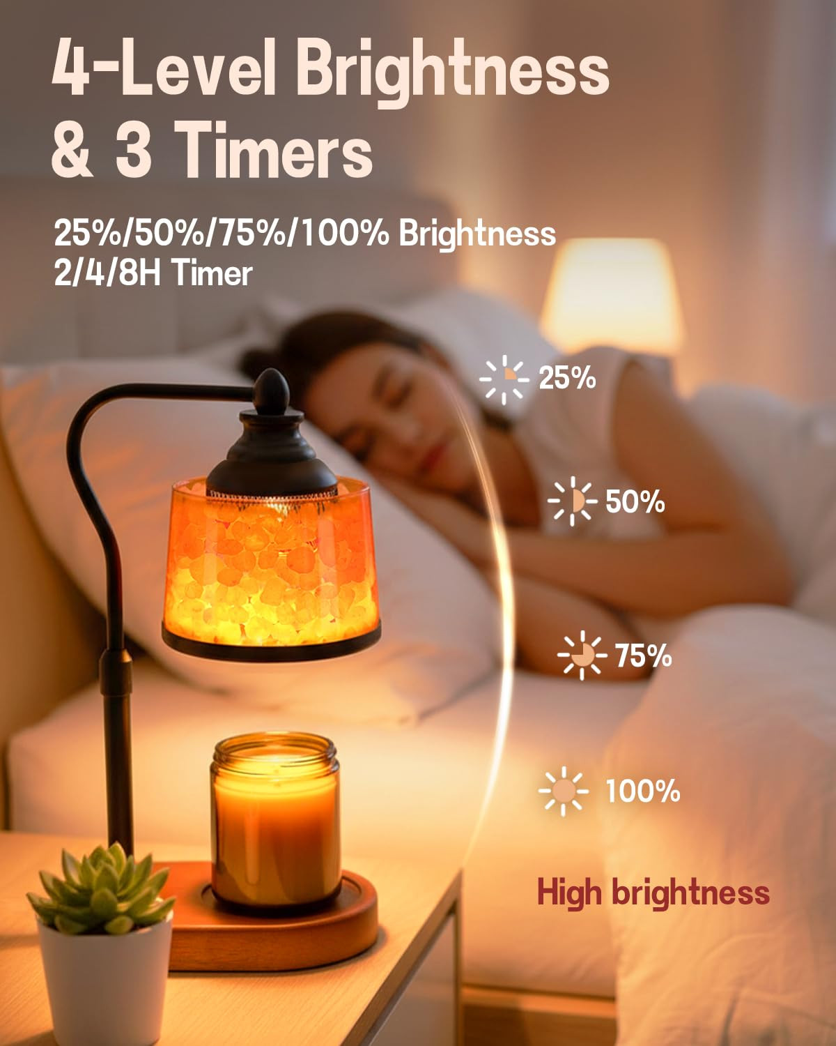 3-in-1 Candle Warmer Lamp with Timer Dimmable, Himalayan Salt Lamp & Passive Diffuser, Gifts for ... | Amazon (US)