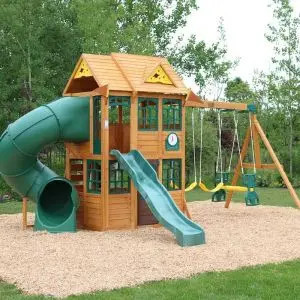 Charleston Lodge Wooden Swing Set / Playset | KidKraft