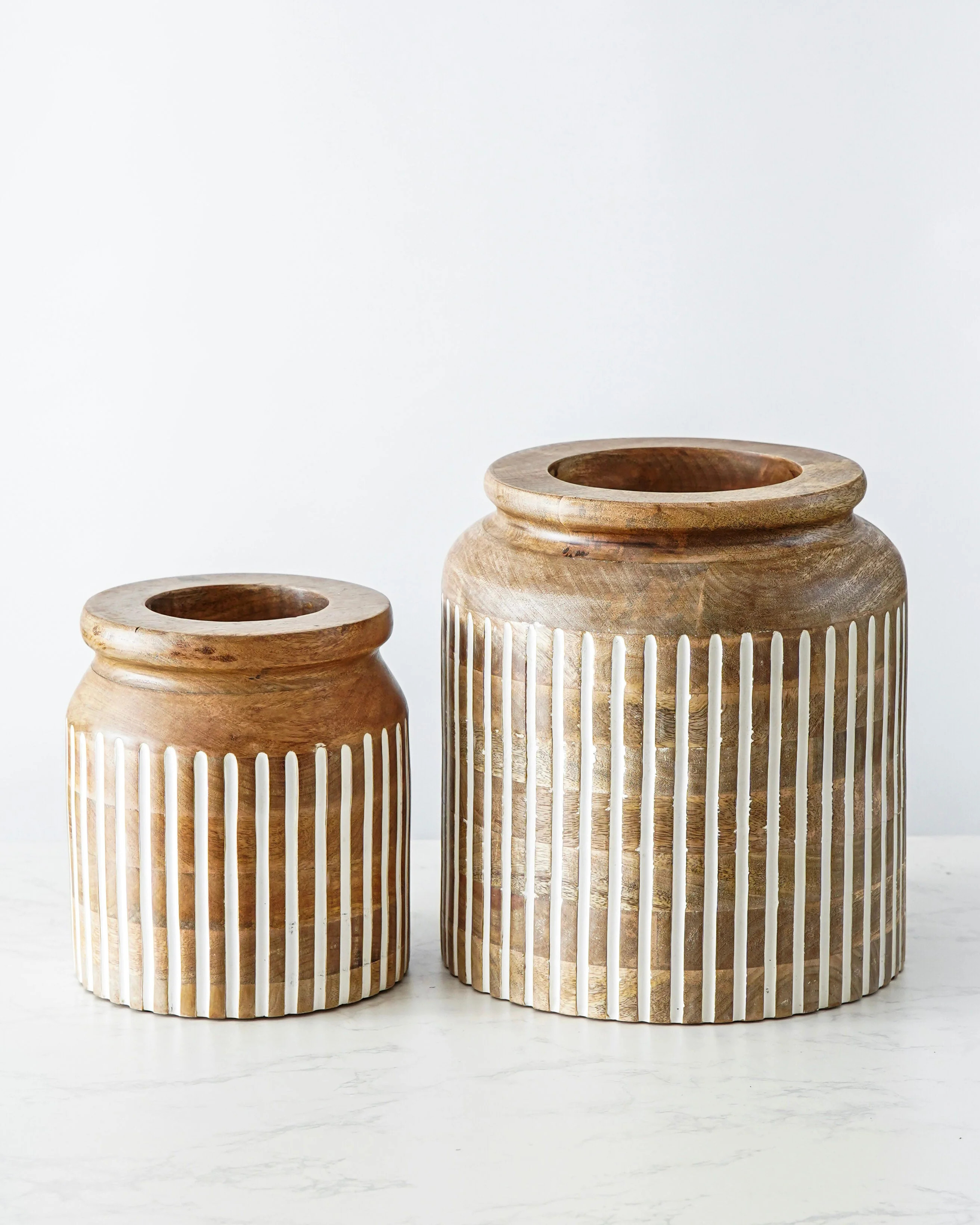 Rowan Carved Wood Vase | MJHome