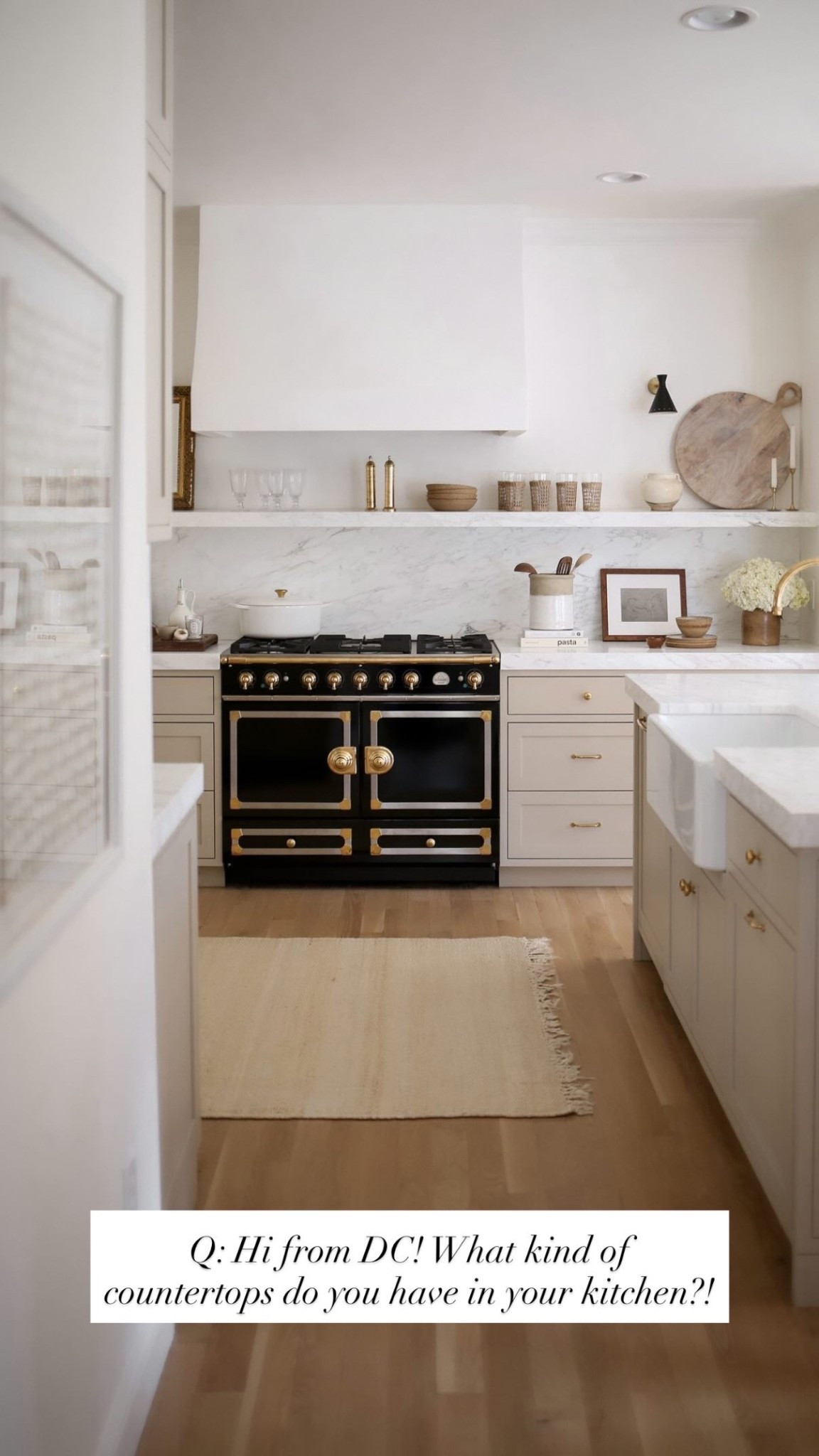 Kat Jamieson kitchen, home decor, rug, La Cornue stove. 

#LTKHome #LTKSeasonal #LTKmorningroutine