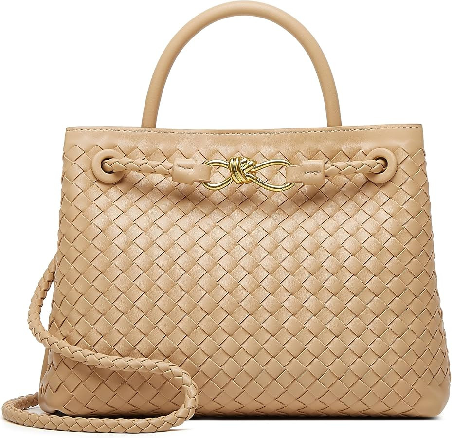 Woven Tote Bag Womens Purse: Vegan Leather Shoulder Handbags - Fashion Summer Beach Tote Bags - L... | Amazon (US)