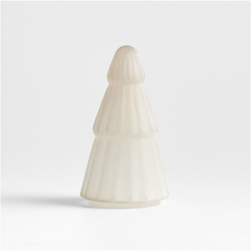 Winter Wonderland Frosted Fluted Glass Holiday Tree Small 9" | Crate & Barrel | Crate & Barrel