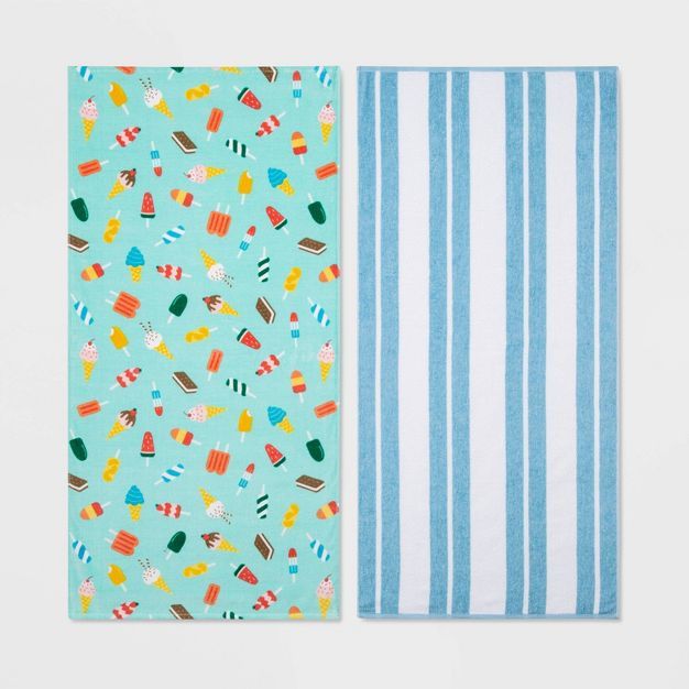 2pc Striped Beach Towel Bundle - Sun Squad™ | Target