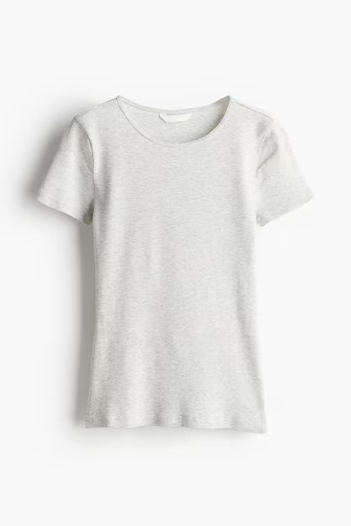 H & M - Ribbed T-shirt - Gray | H&M (US + CA)