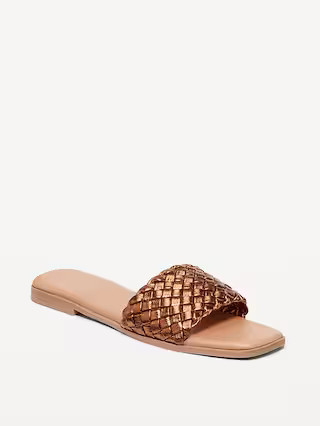 Faux-Leather Woven Slide Sandal | Old Navy (US)