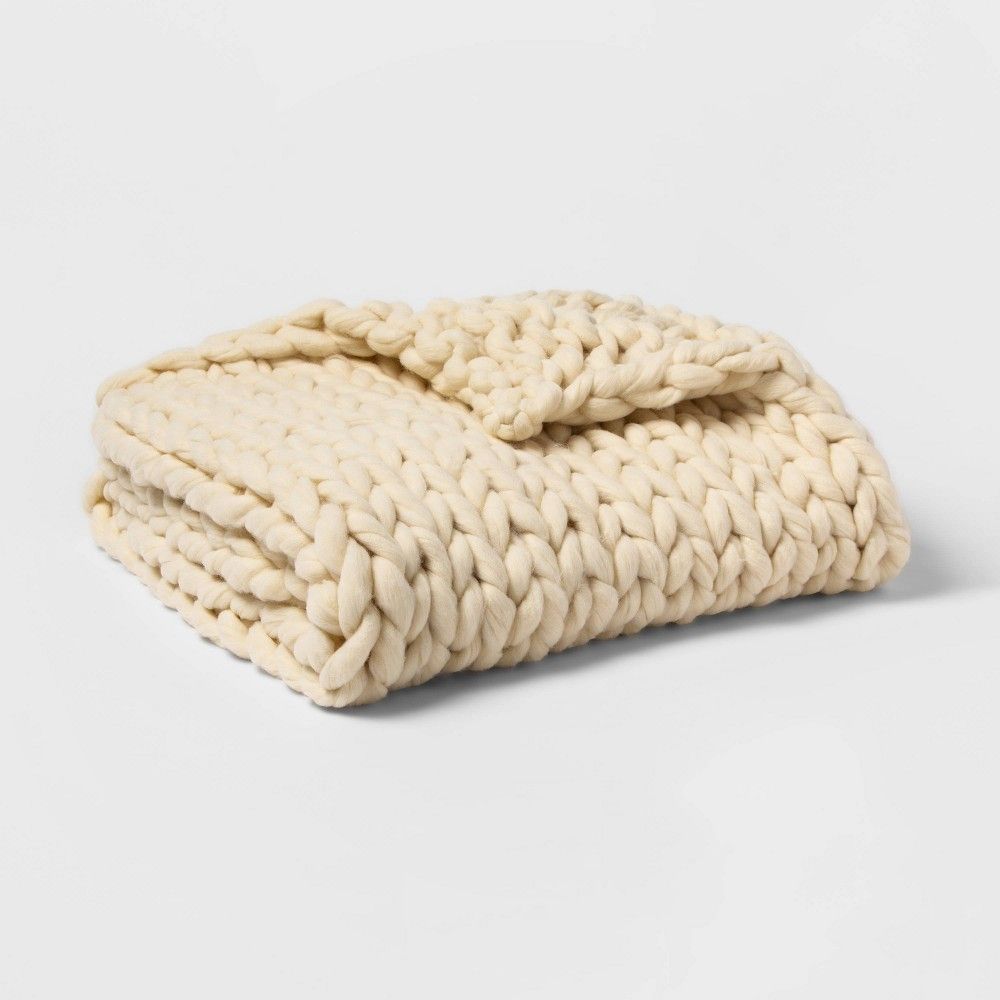 Extra Chunky Knit Throw Blanket White - Threshold | Target