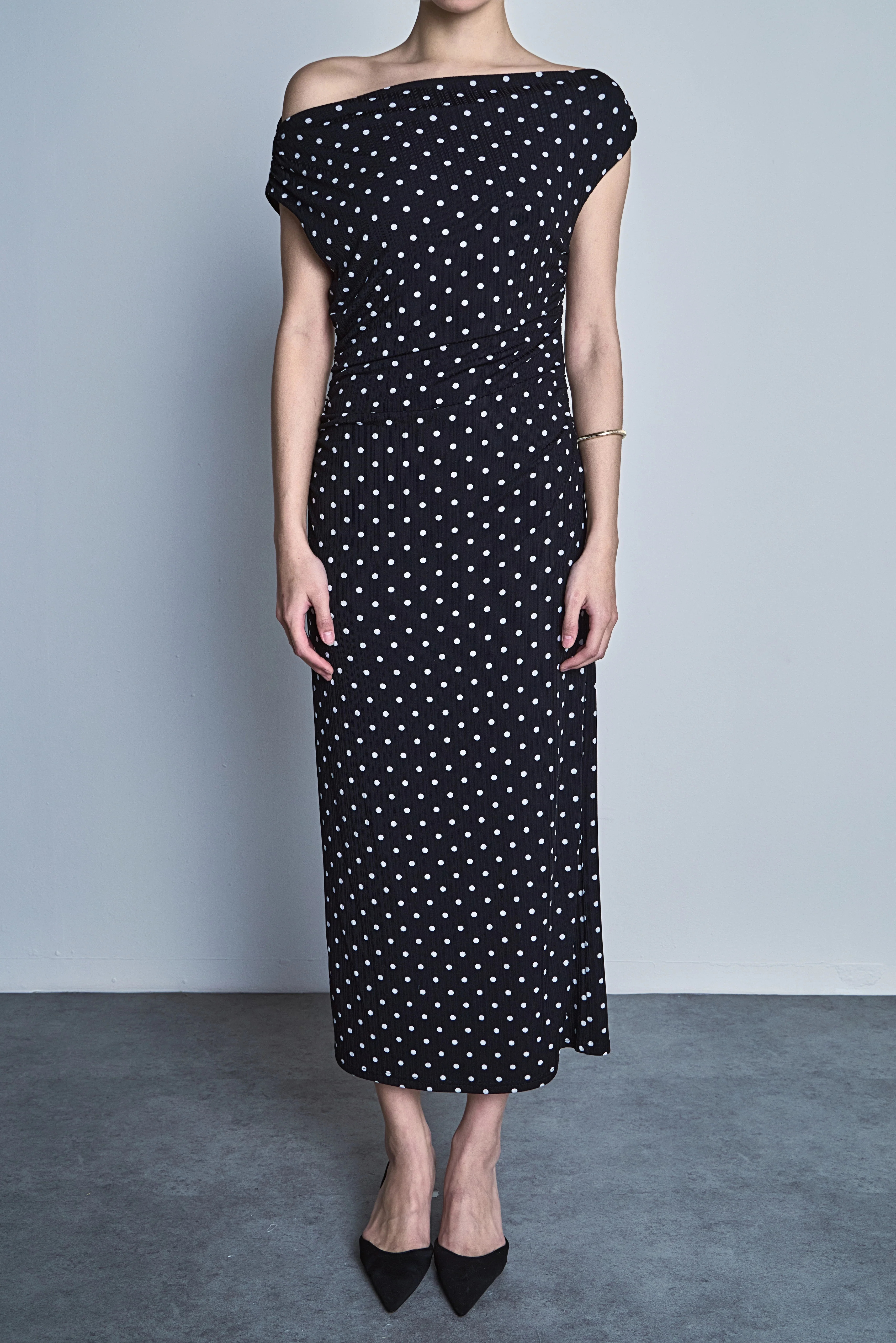 Asymmetrical Polka Dot Midi Dress | Endless Rose