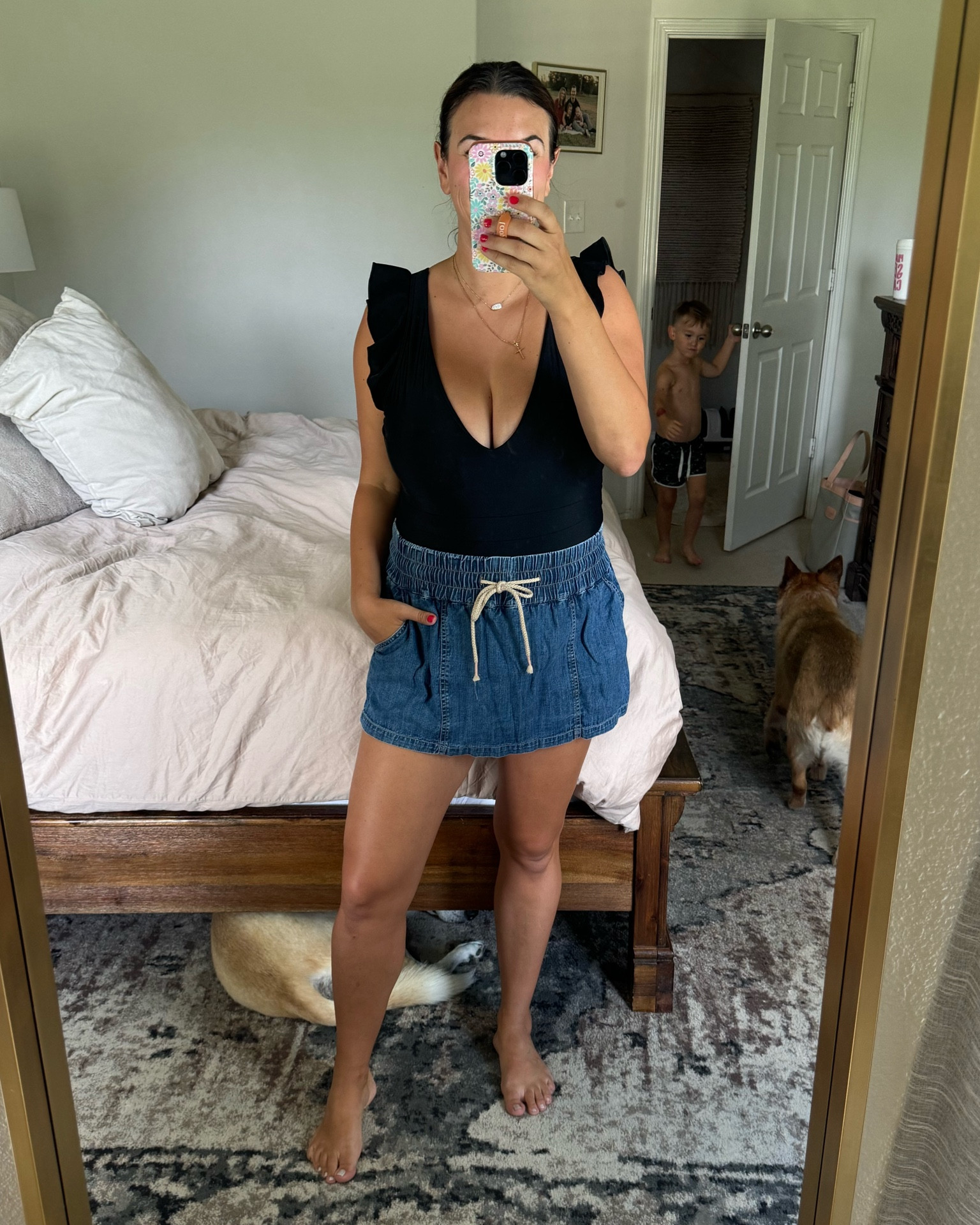 Swimsuit outfit 

Summersalt black swimsuit - SPF30 gets 30% off now / my discount code SKYEJS10 gets $10 off any other time!! 

Free people skort - wearing a medium! 

#LTKMidsize #LTKSwim #LTKFindsUnder100