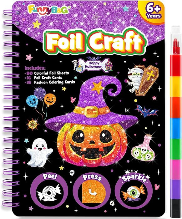 FUNNYB&G Foil Art Craft Kit for Kids, Halloween Crafts Gift Toy for Kids | Amazon (US)